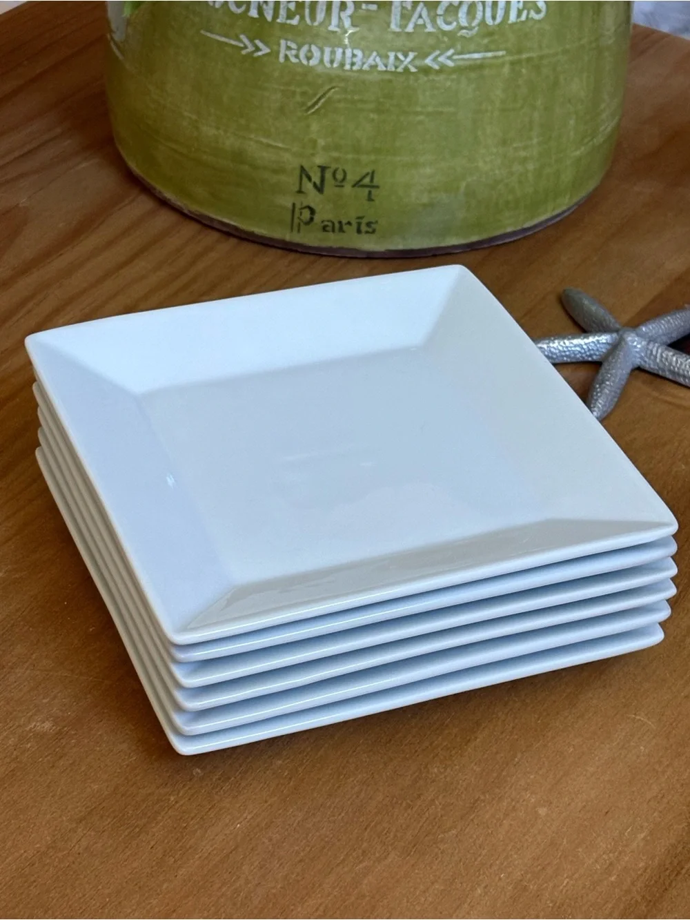 Pier 1 Imports White Square Ceramic Dessert Plates - Set of 6